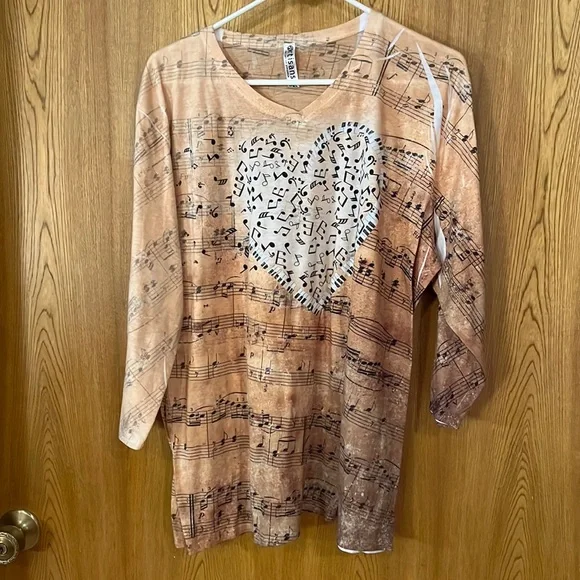 Artisans Music Print Top - Picture 1 of 3